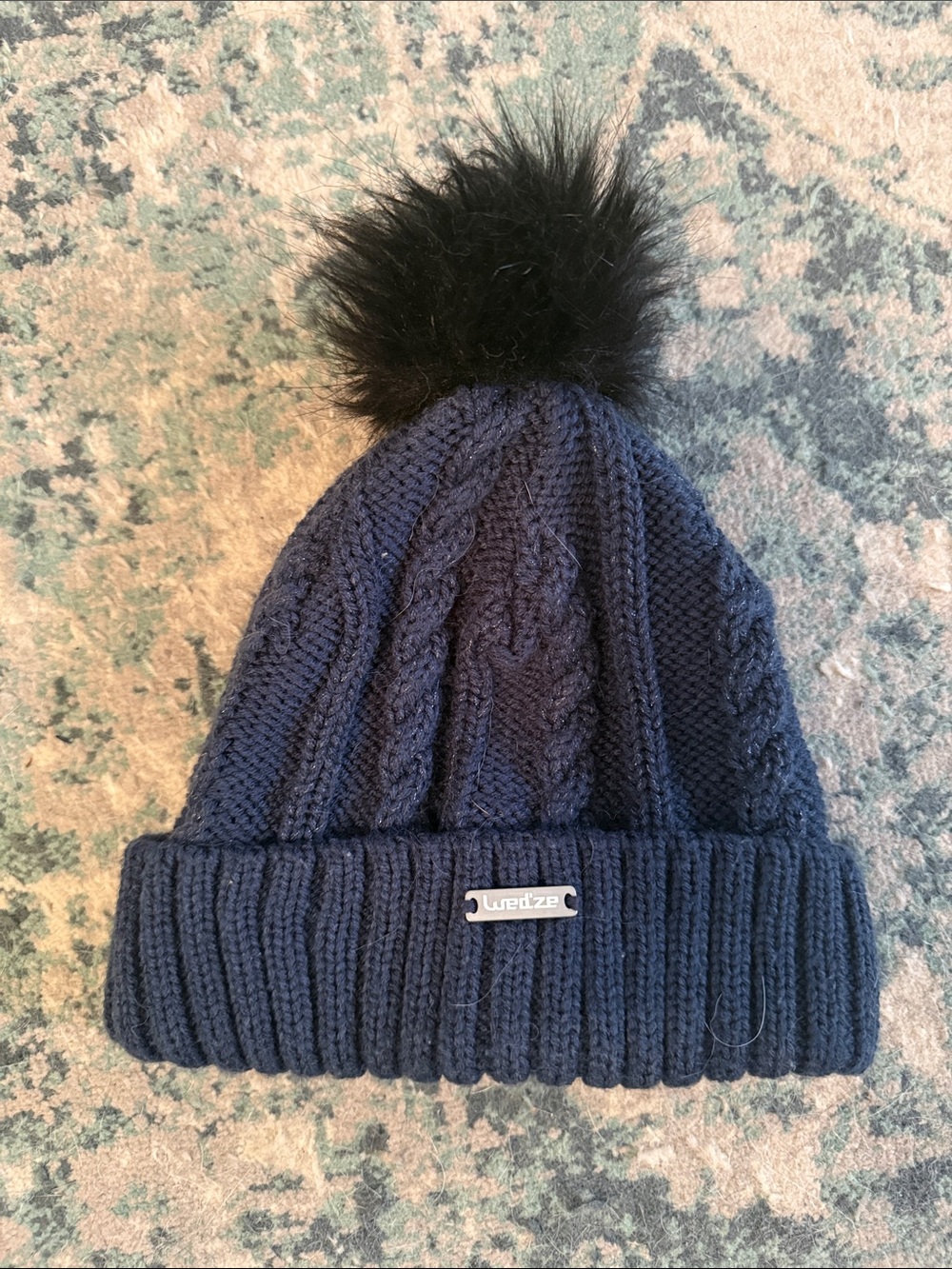 Navy Pom Pom Beanie